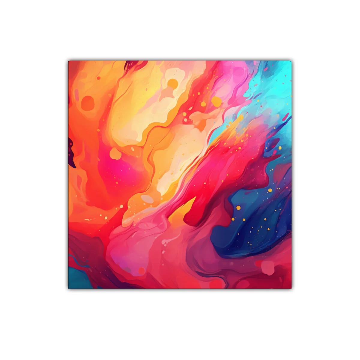Cuadro abstracto con explosión de colores vibrantes