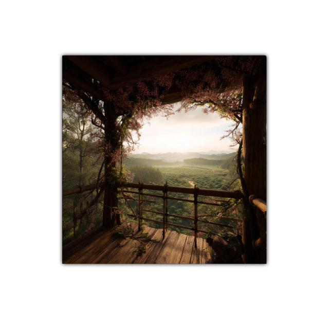 Vistas Naturales Desde Terraza Entre Flores y Madera