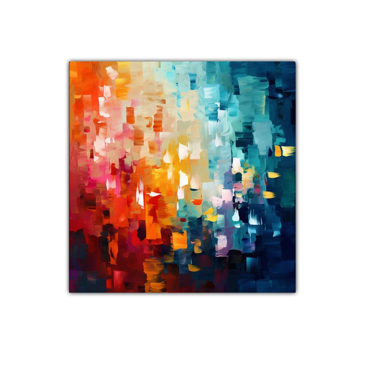 Cuadro abstracto con vibrantes tonos cálidos y fríos — imagen principal