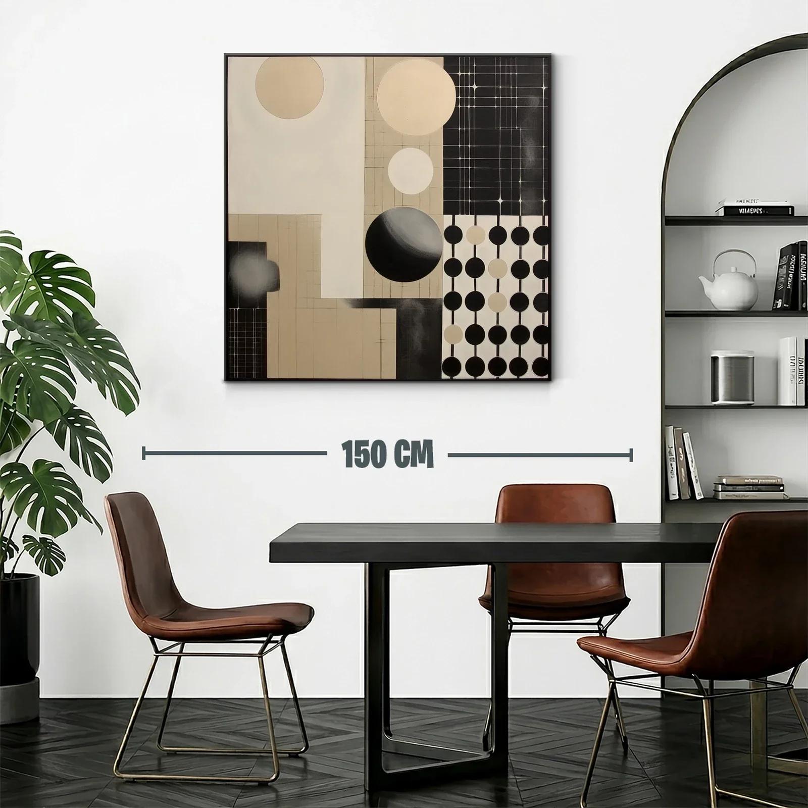 Composición abstracta con círculos y líneas en tonos neutros — miniatura 2