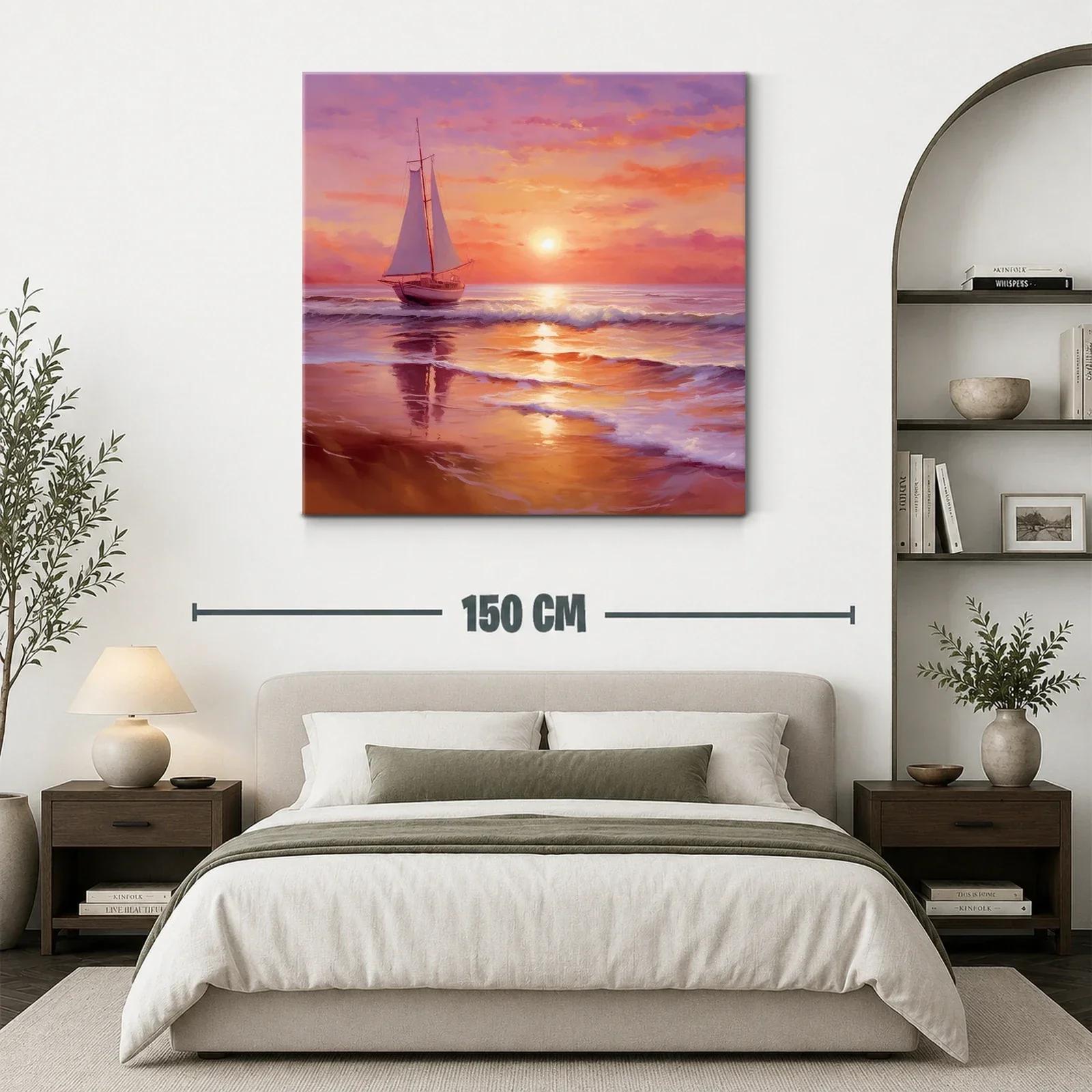 Atardecer sereno con velero navegando en mar tranquilo — miniatura 3