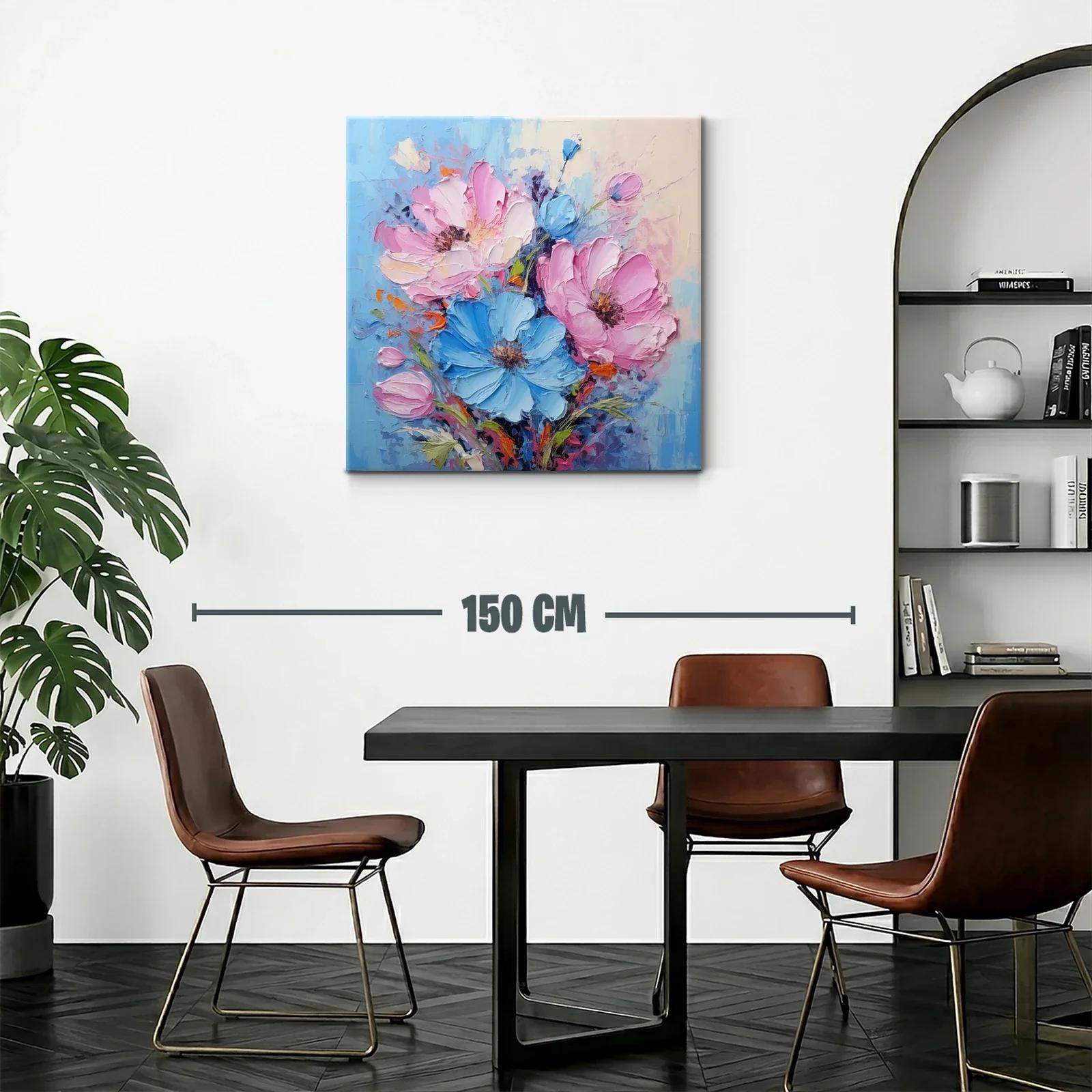 Ramo de flores vibrantes en tonos azules y rosas — miniatura 2