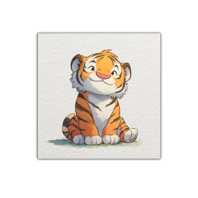 Tierno tigre bebé en colores cálidos para decorar
