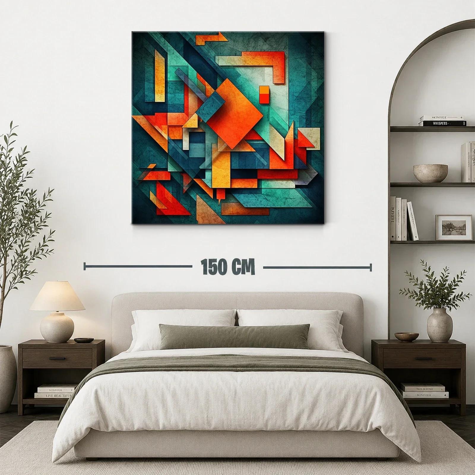 Composición abstracta vibrante en tonos naranja y azul — miniatura 3