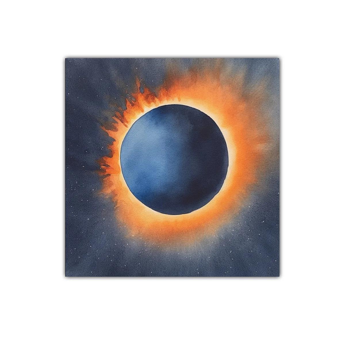 Cuadro decorativo eclipse solar con tonos oscuros y cálidos