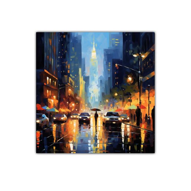 Atardecer Urbano con Reflejos y Luces Vibrantes