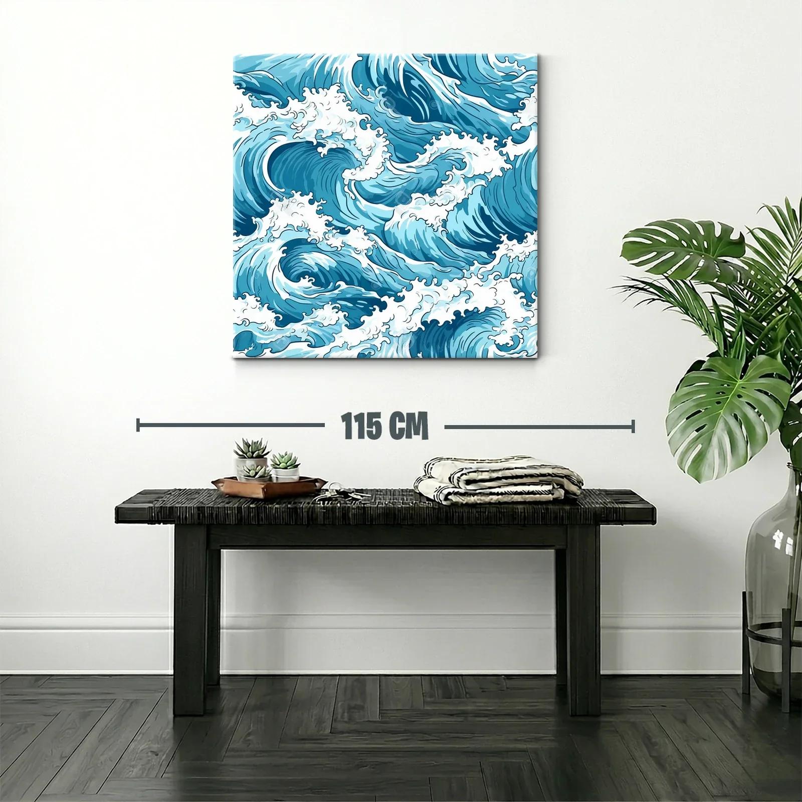 Impresionante obra de olas marinas en tonos azules y blancos — miniatura 2