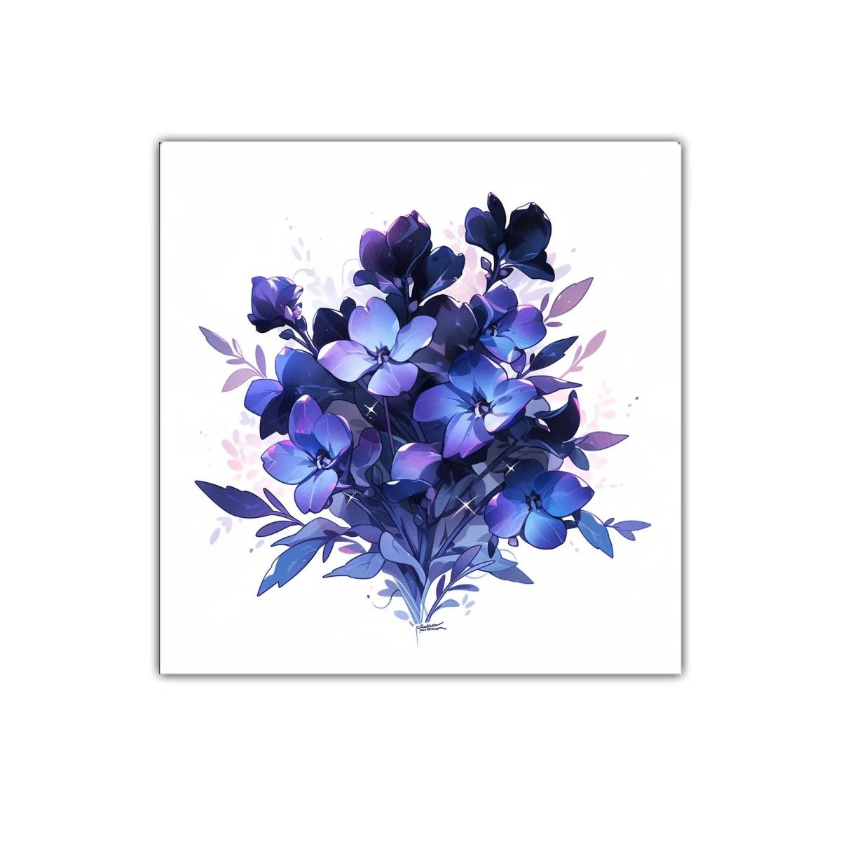 Ramo vibrante de flores en tonos azules y morados