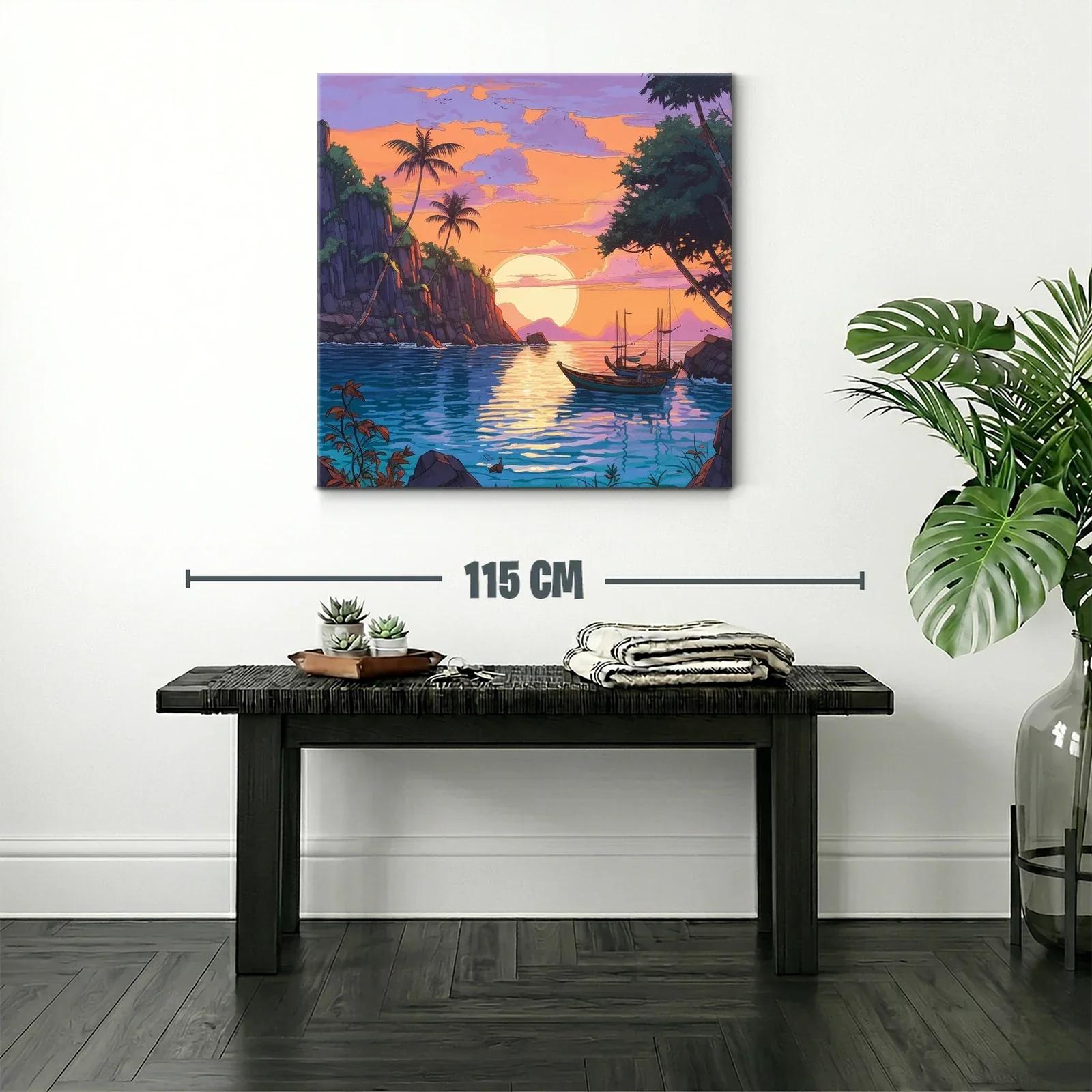 Atardecer tropical con barcas en paisajes serenos — miniatura 2