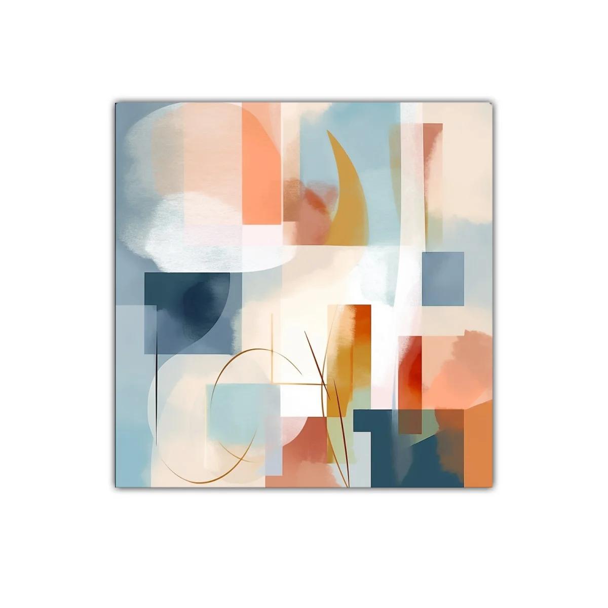 Composición abstracta con tonos cálidos y fríos equilibrados