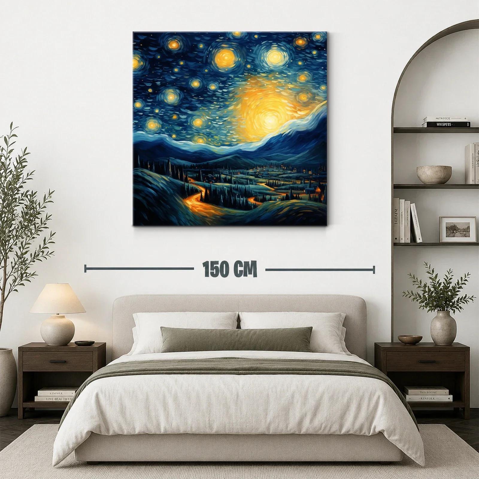 Paisaje nocturno con cielo estrellado vibrante y montañas — miniatura 3