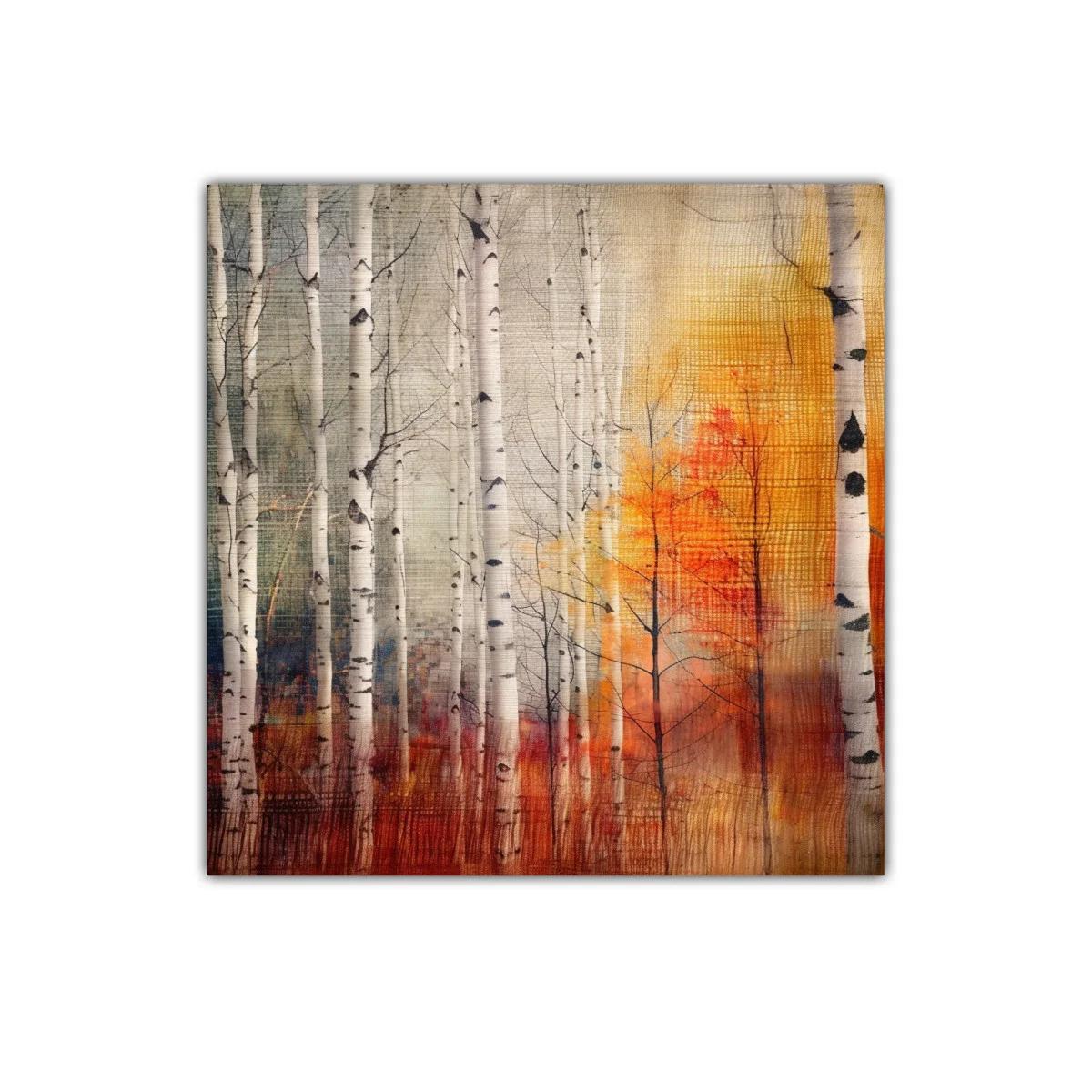 Bosque de abedules con tonos cálidos y grises — imagen principal