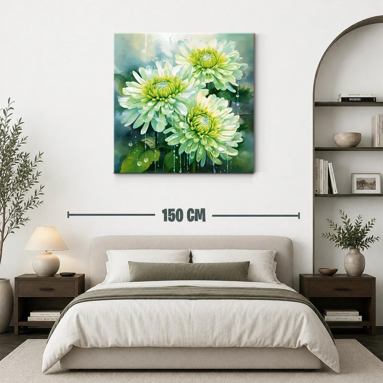 Cuadro con flores verdes y gotas de agua delicadas — miniatura 3