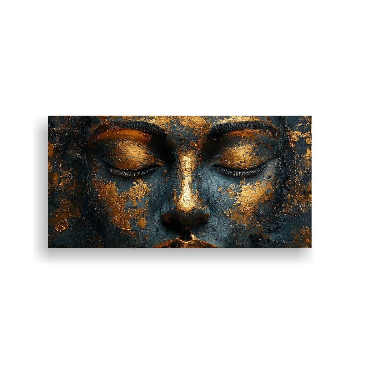Cuadro rostro de Buda con ojos cerrados y acabado envejecido