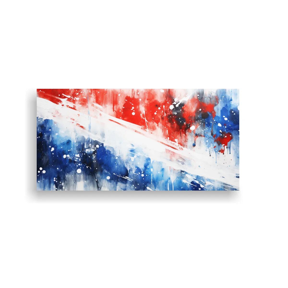 Cuadro franja diagonal blanca con azules y rojos