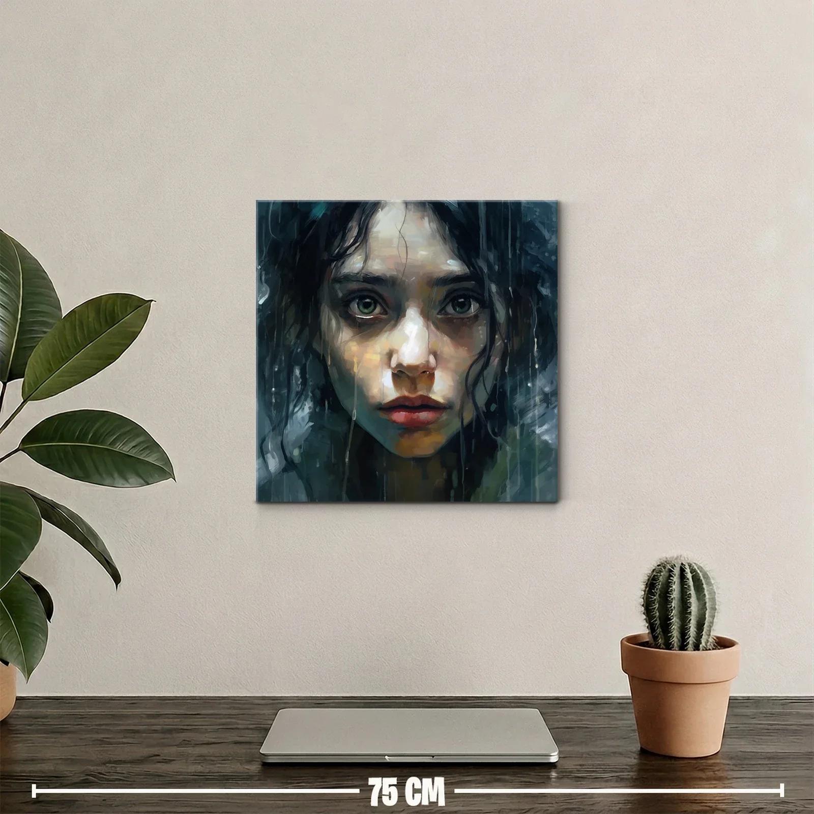 Retrato intenso de mujer en tonos fríos y melancólicos — miniatura 2