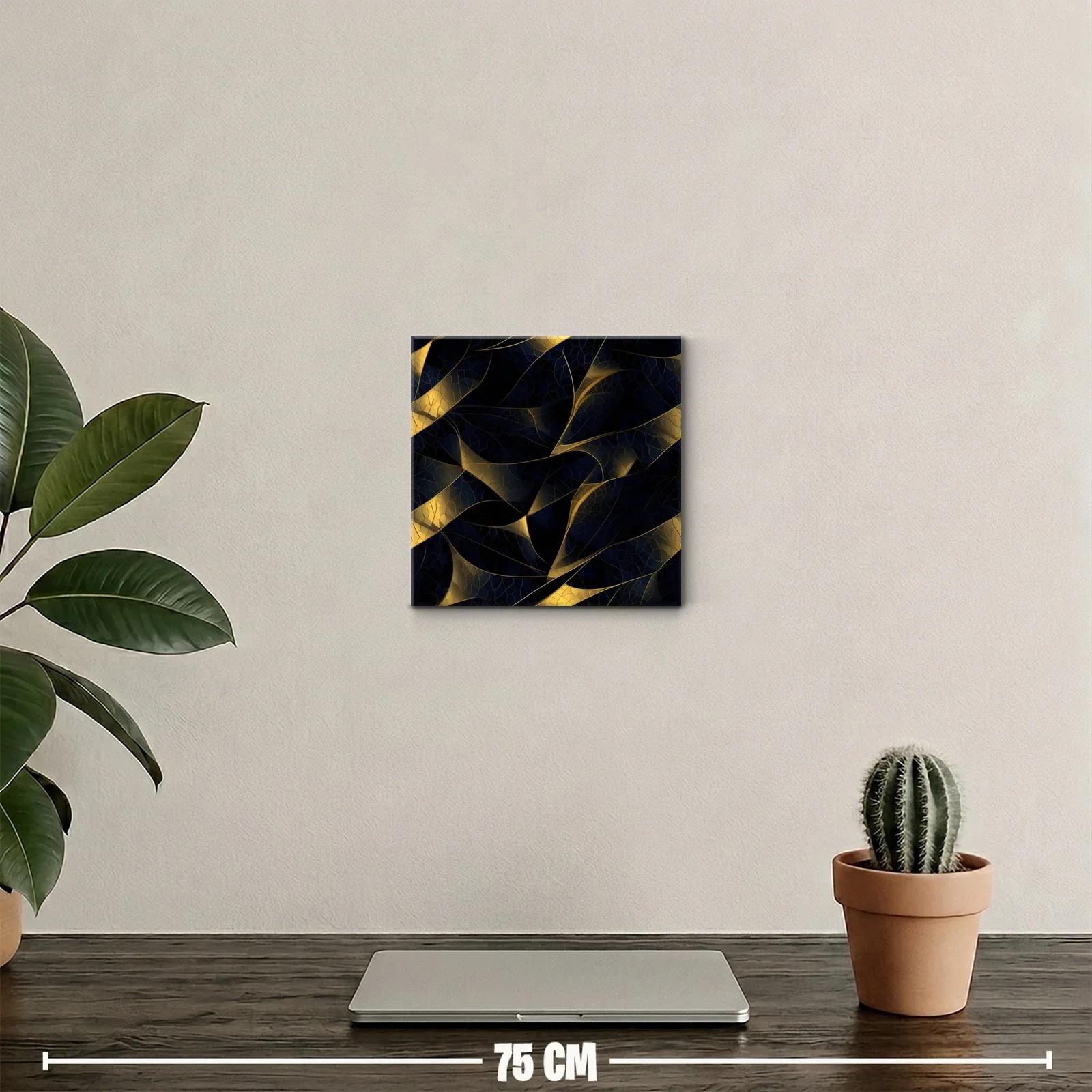 Composición abstracta con hojas en tonos oscuros y dorados — miniatura 2