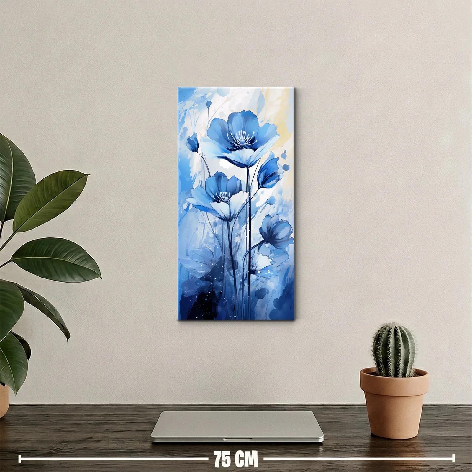 Cuadro amapolas azules con acuarela y salpicaduras — miniatura 2