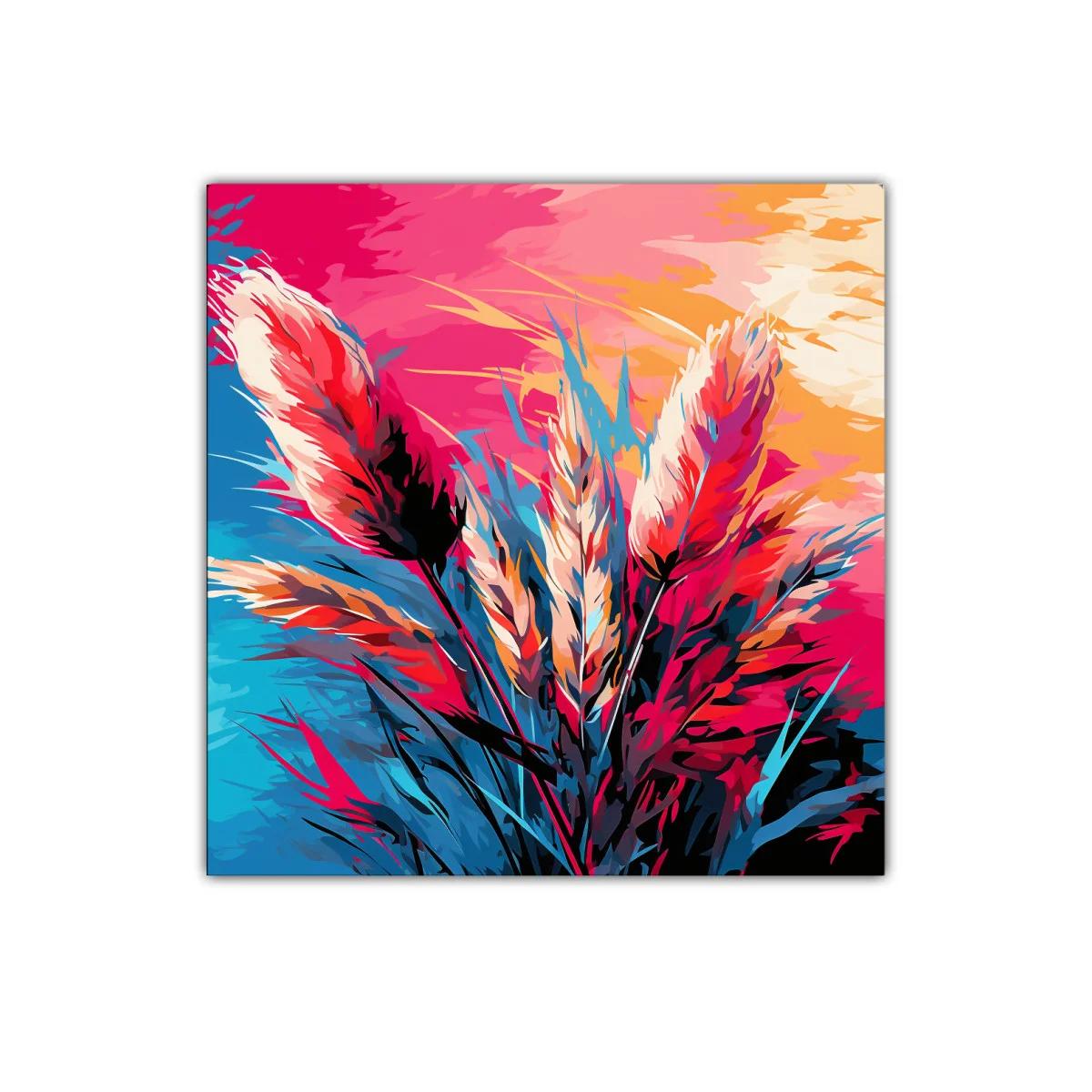 Cuadro decorativo con ramo de hierbas en tonos vibrantes — imagen principal