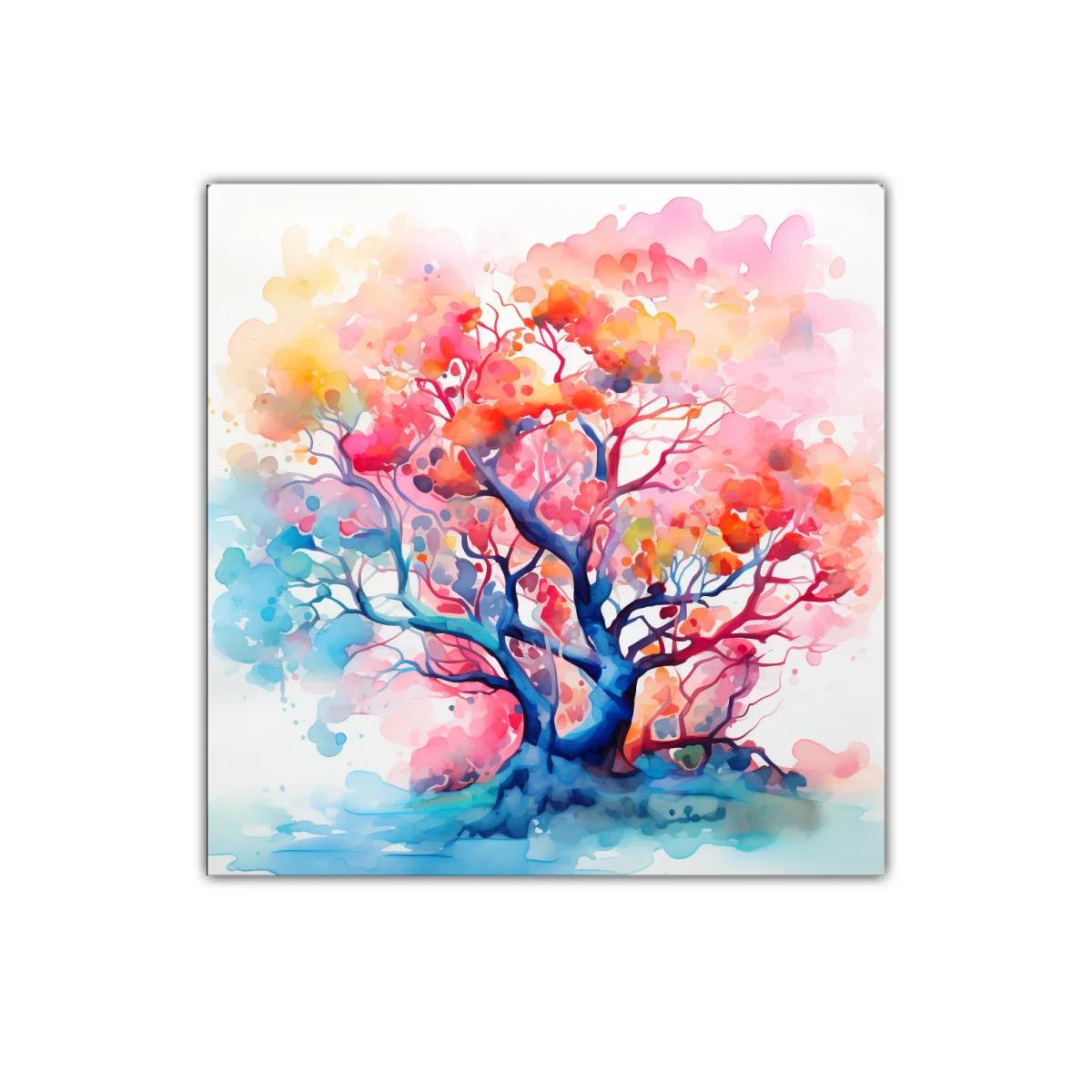 Árbol multicolor con vibrantes tonos cálidos y fríos