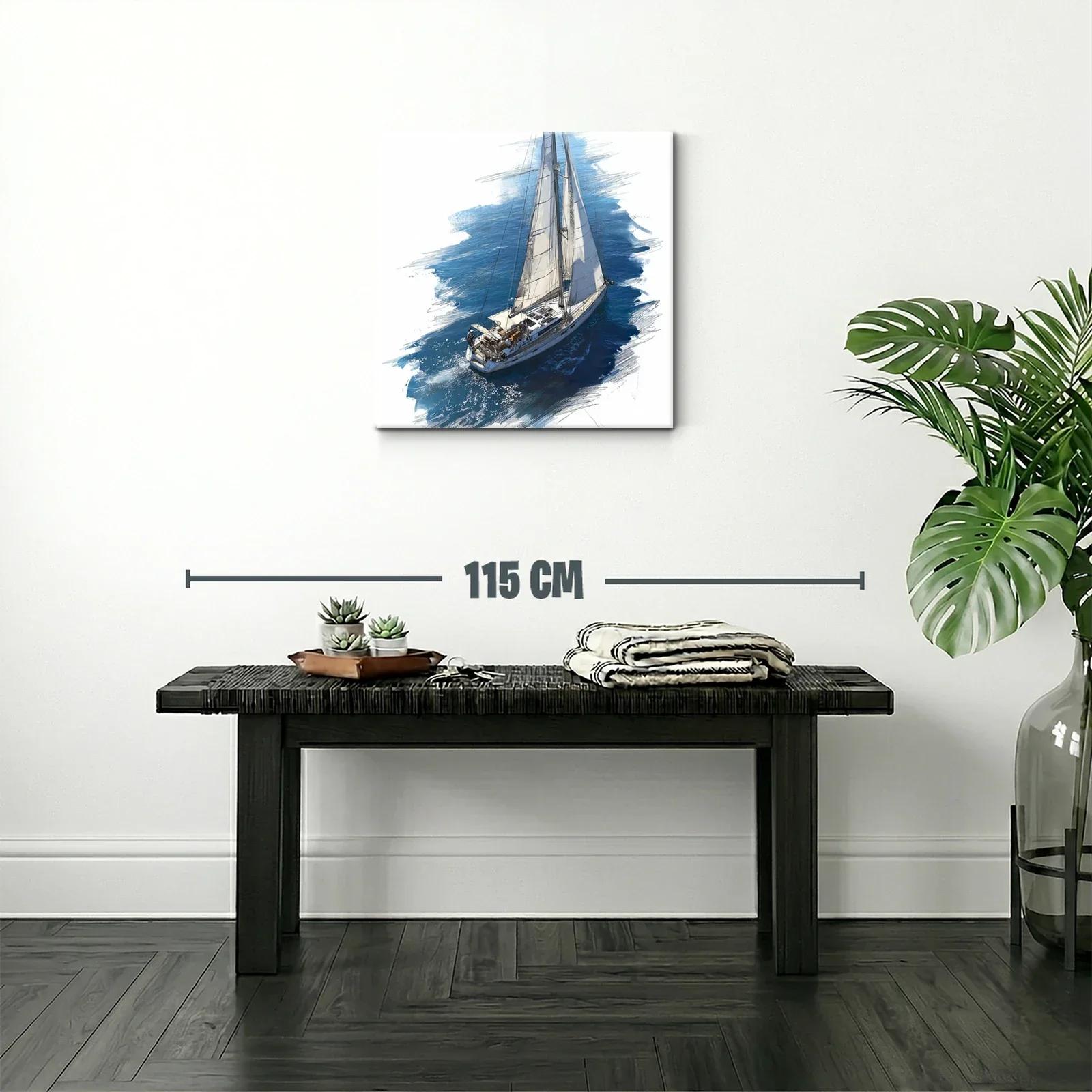 Velero Navegando sobre Mar Azul con Viento Suave — miniatura 2