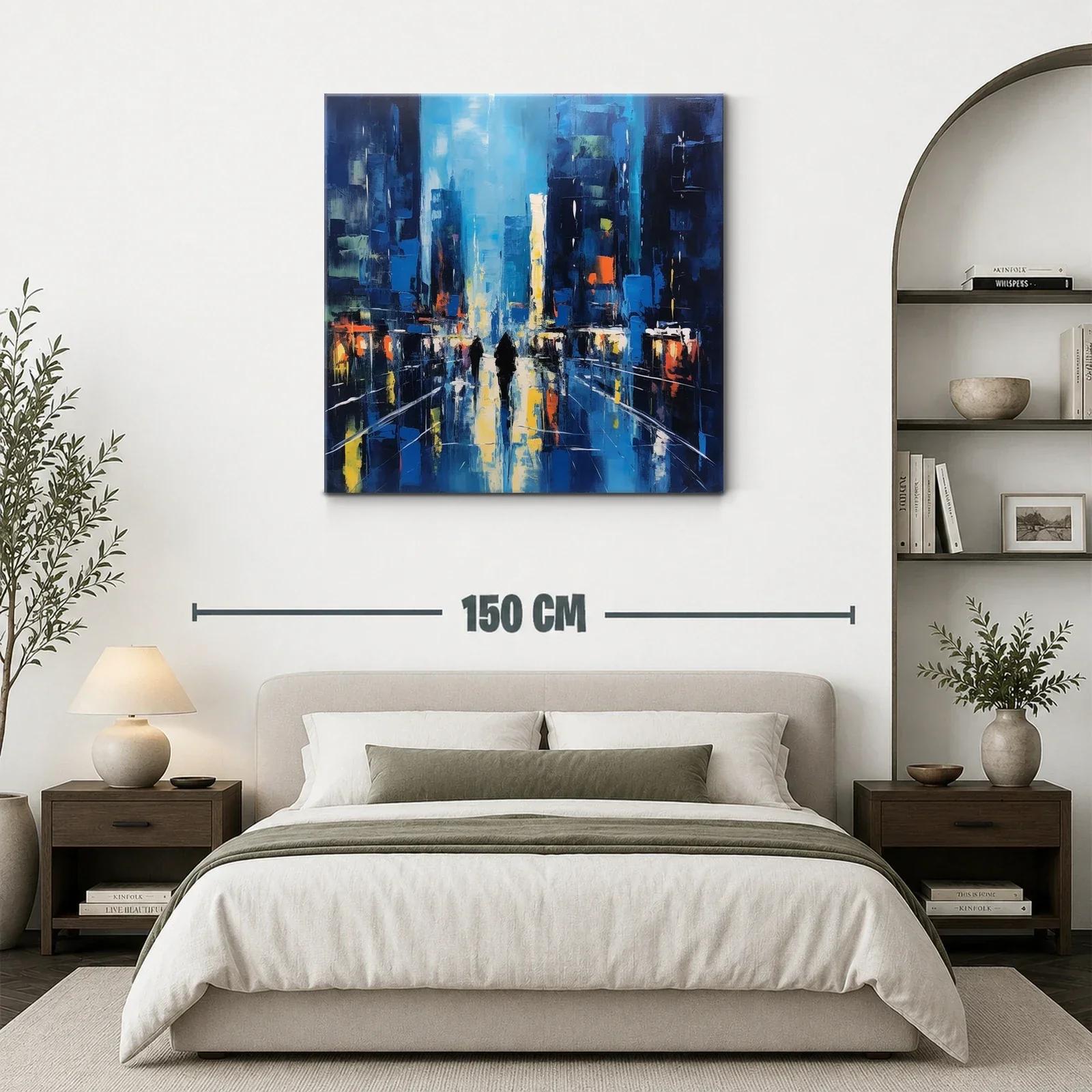 Paisaje urbano nocturno con reflejos vibrantes y figuras — miniatura 3