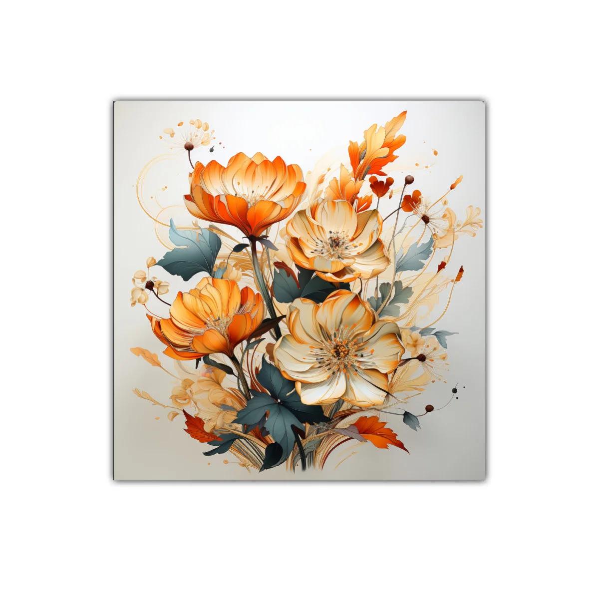 Cuadro decorativo con delicadas flores en tonos naranja y beige — imagen principal