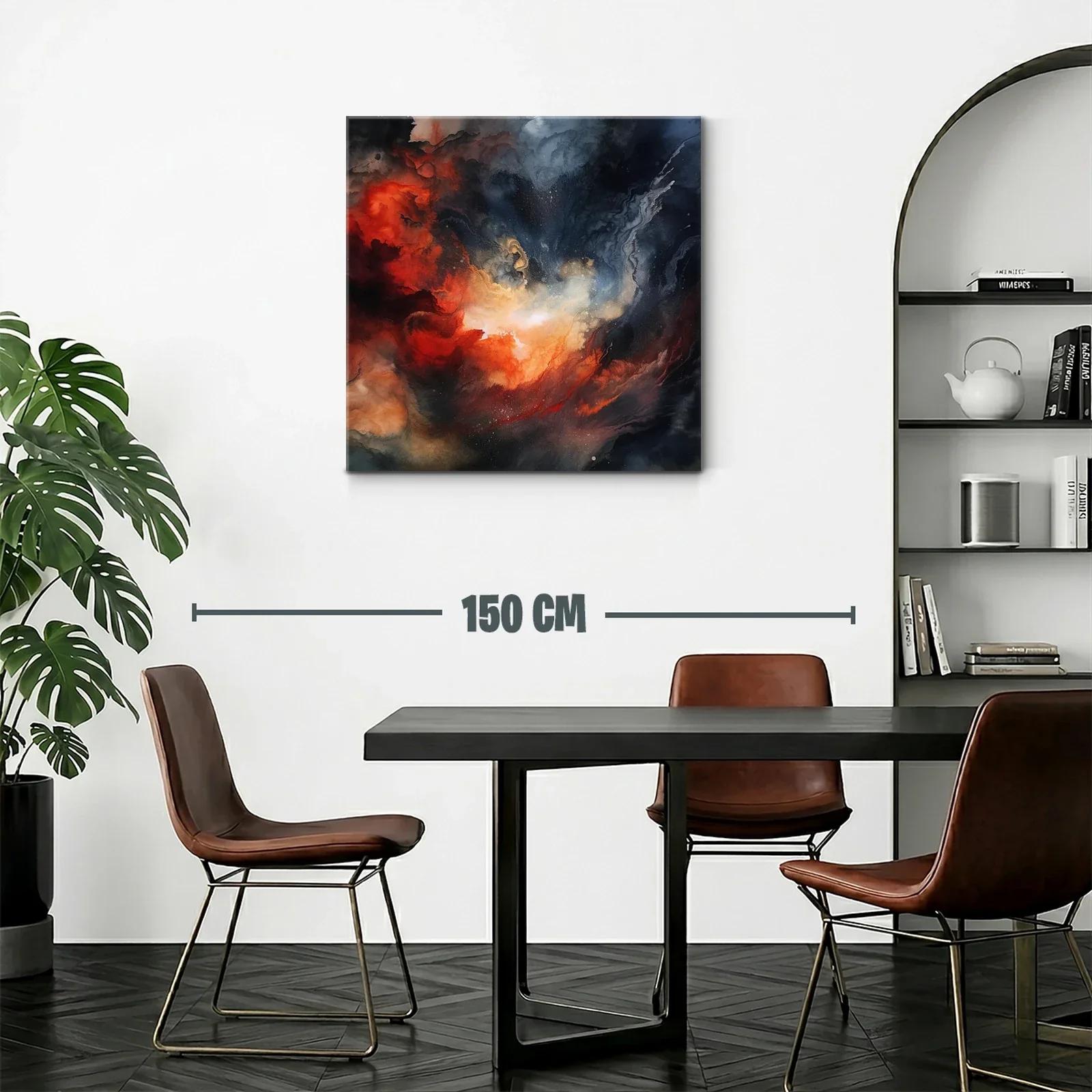 Cuadro abstracto con explosión en tonos cálidos y oscuros — miniatura 2
