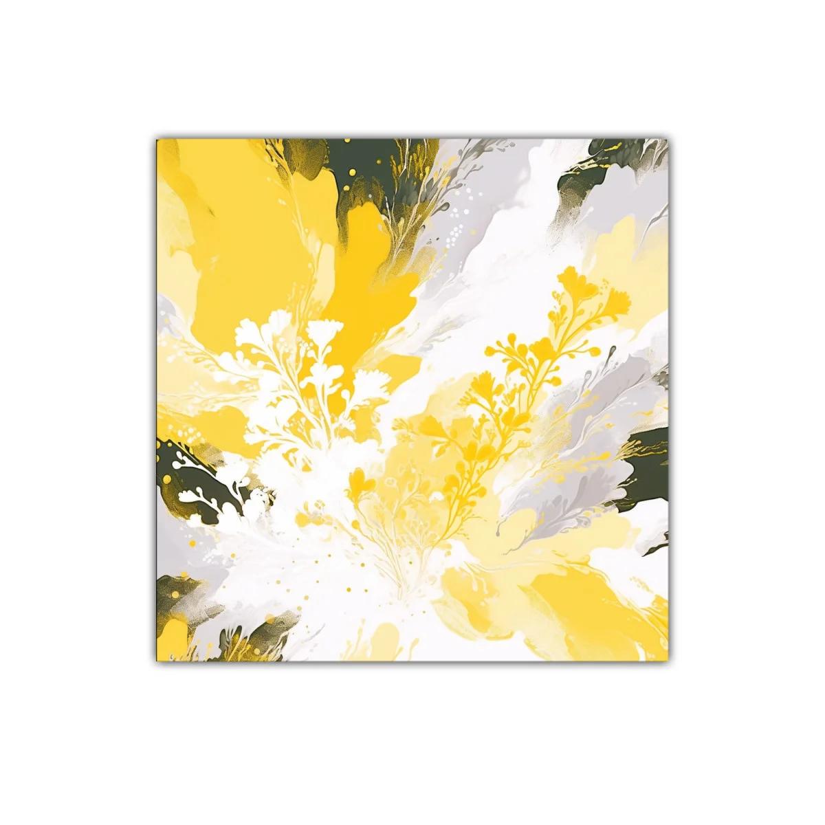 Cuadro decorativo floral en tonos amarillos y blancos — imagen principal