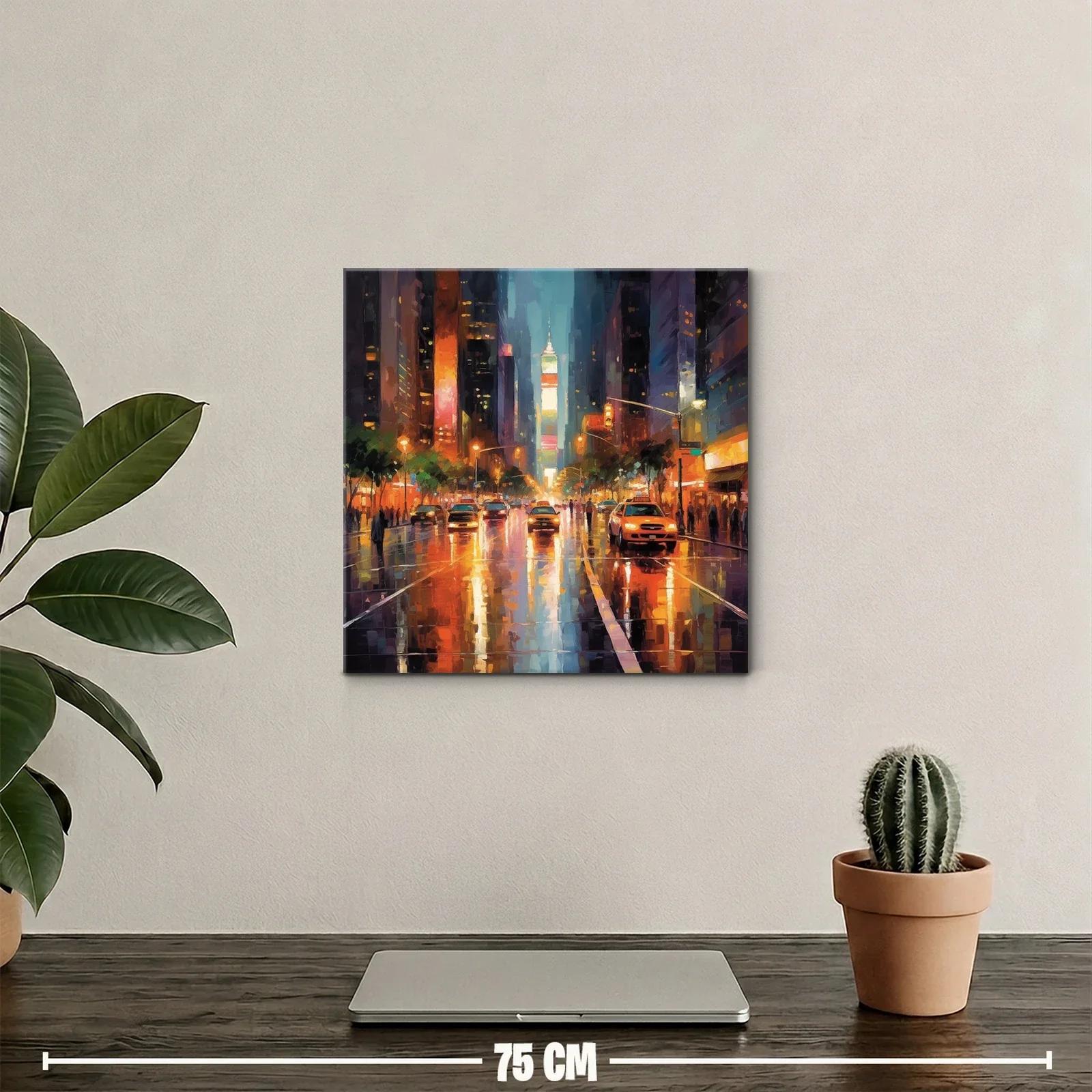 Atardecer urbano con taxis en ciudad vibrante — miniatura 2