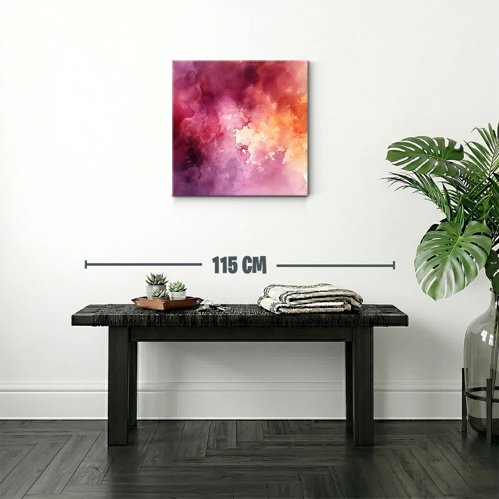 Cuadro abstracto con tonos cálidos y violetas intensos — miniatura 2