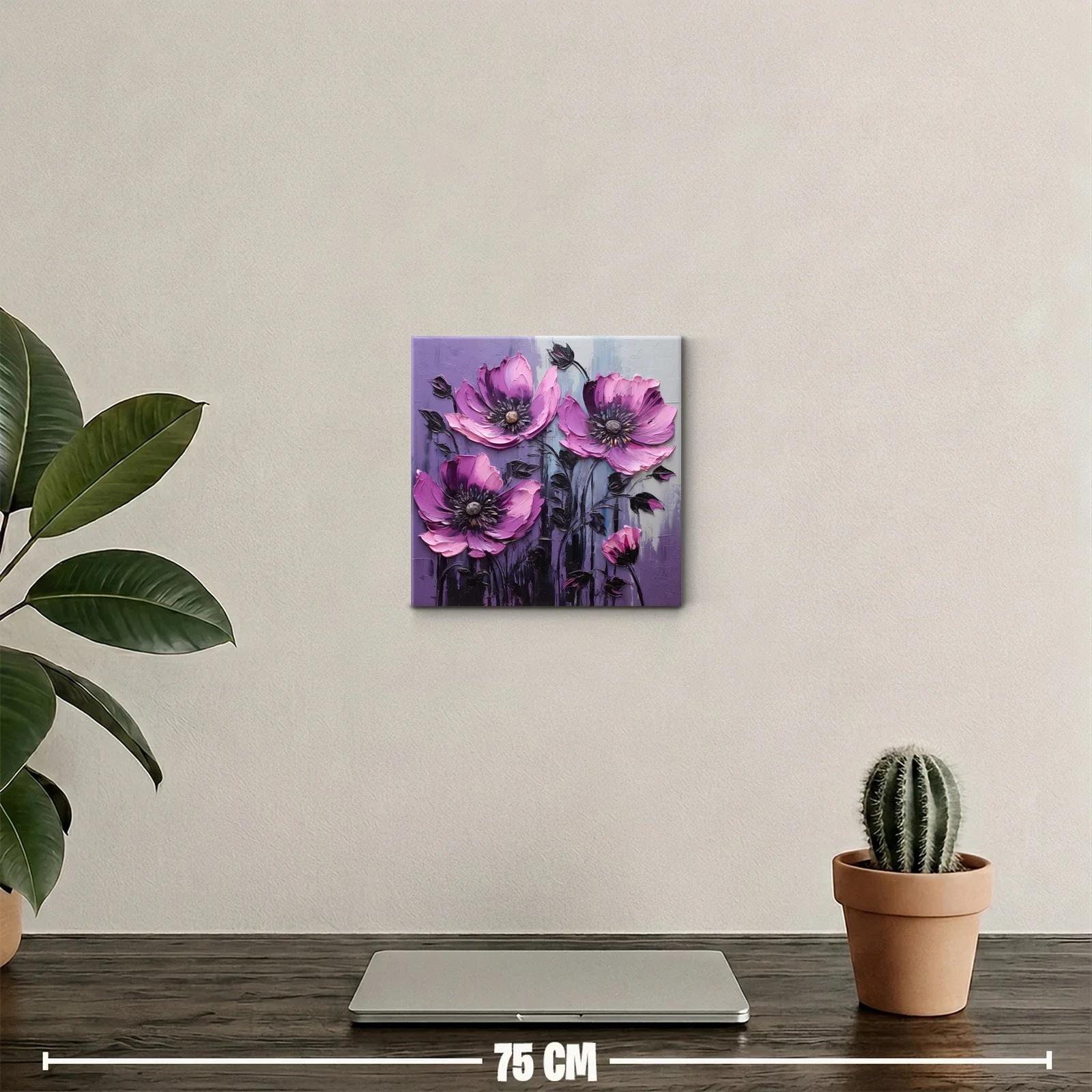 Cuadro decorativo con flores en tonos morados vibrantes — miniatura 2