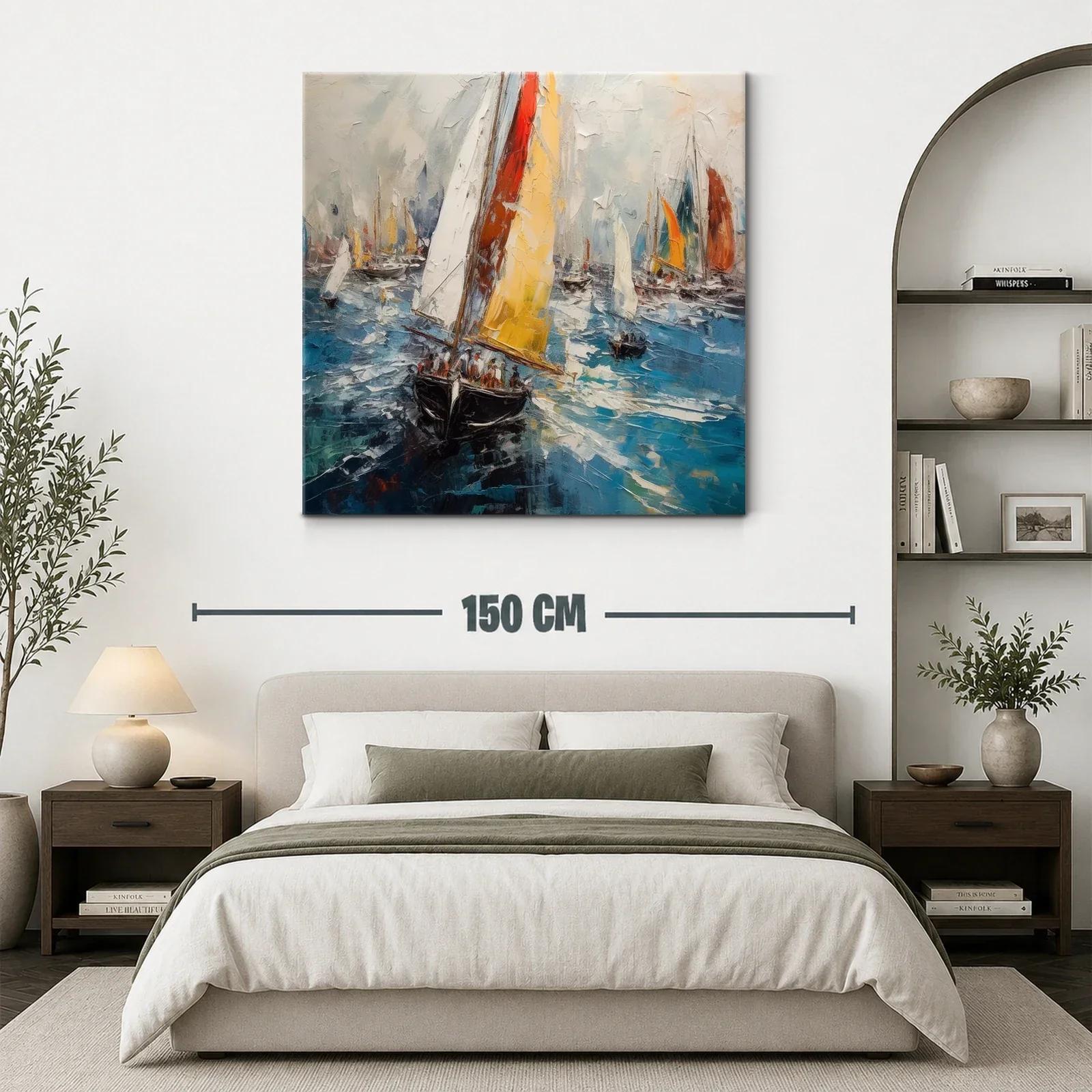 Regata de veleros en vibrantes aguas azules — miniatura 3