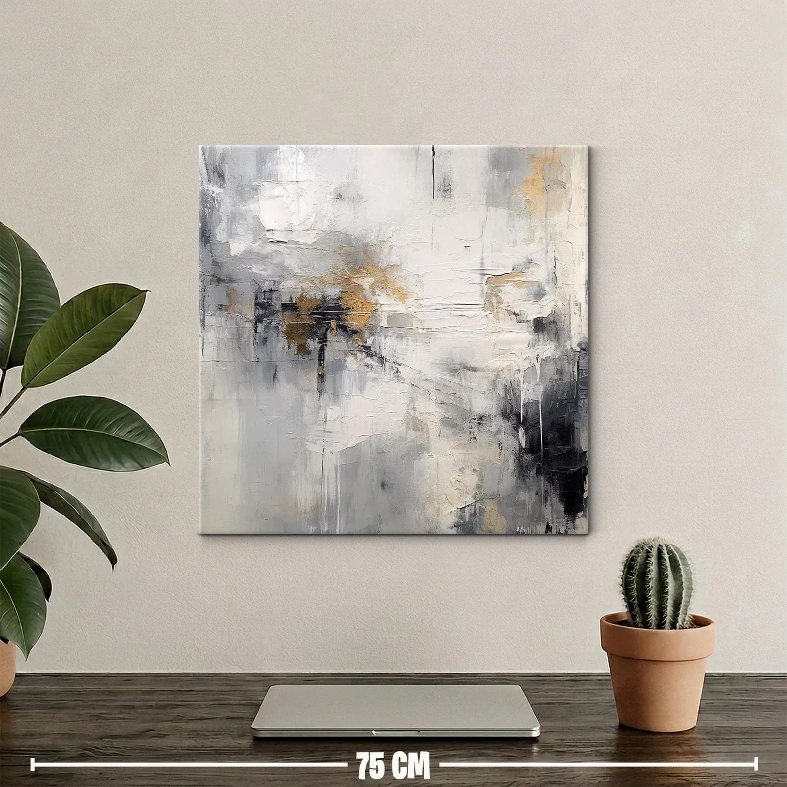 Composición abstracta en tonos grises y dorados — miniatura 2