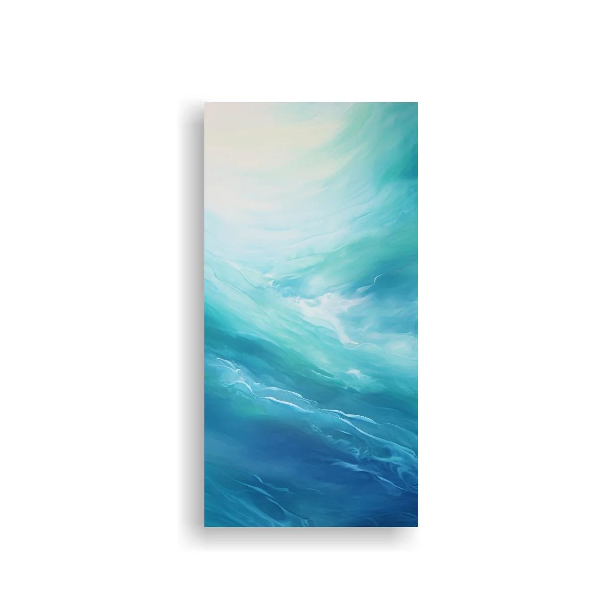 Cuadro olas abstractas en tonos turquesa con formas fluidas — imagen principal