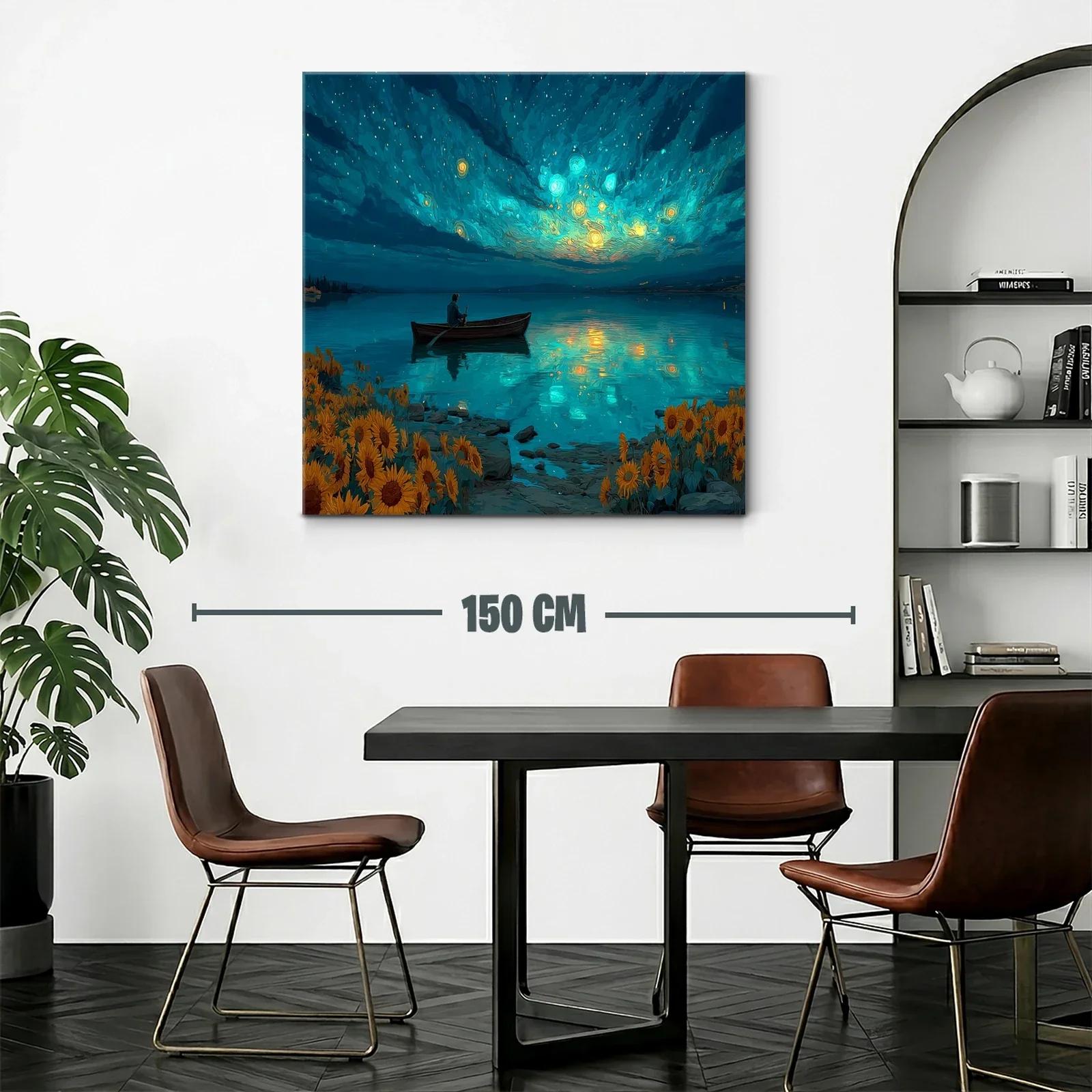 Tranquilidad nocturna entre girasoles y luz estelar — miniatura 2