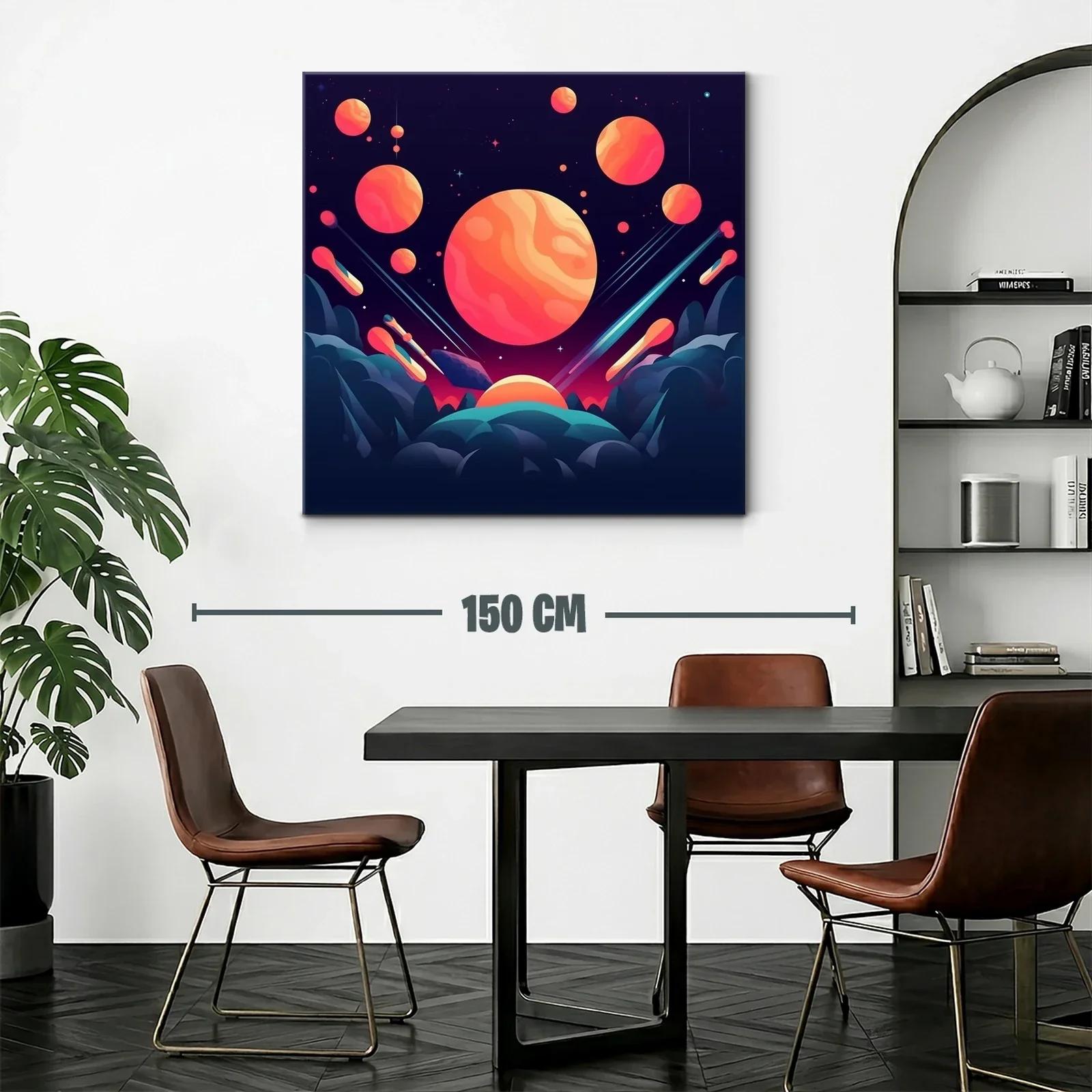 Cuadro abstracto con planetas y cielo estrellado vibrante — miniatura 2
