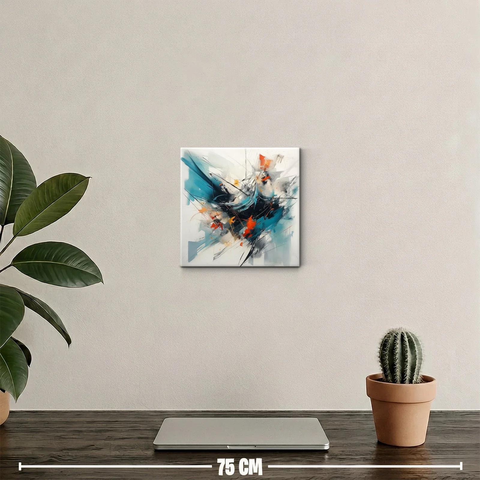 Composición abstracta con tonos turquesa y naranjas vibrantes — miniatura 2