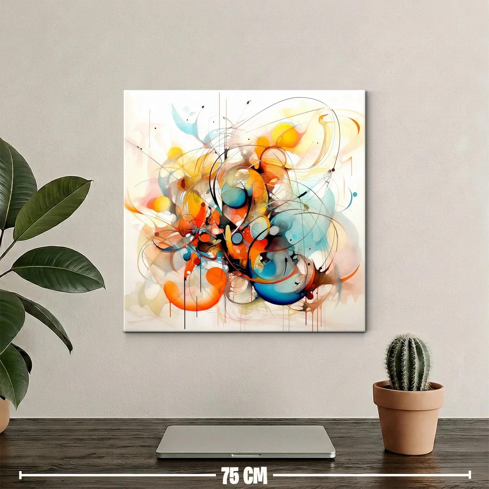 Cuadro abstracto en tonos cálidos y fríos vibrantes — miniatura 2