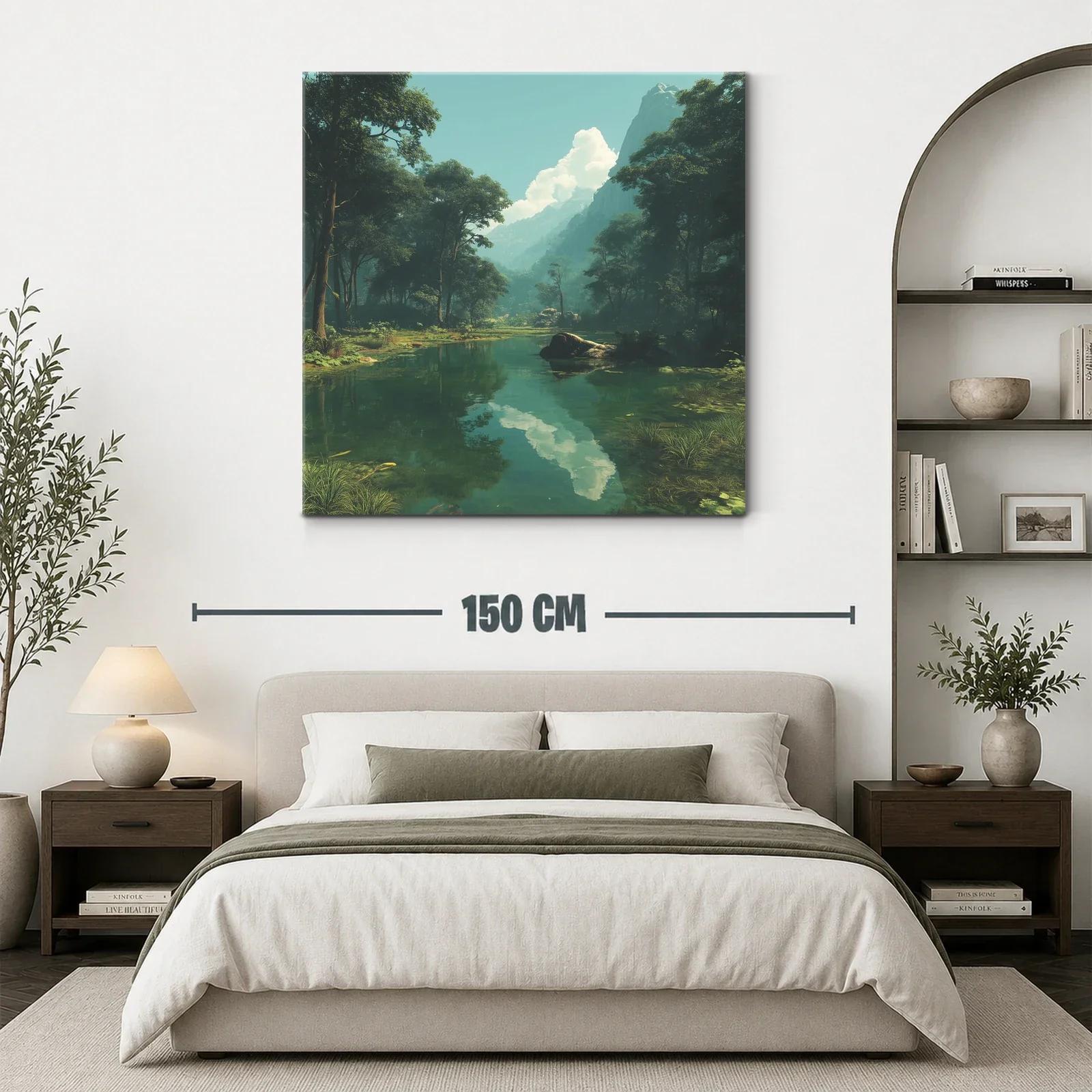 Serena vista natural con montaña y río en calma — miniatura 3