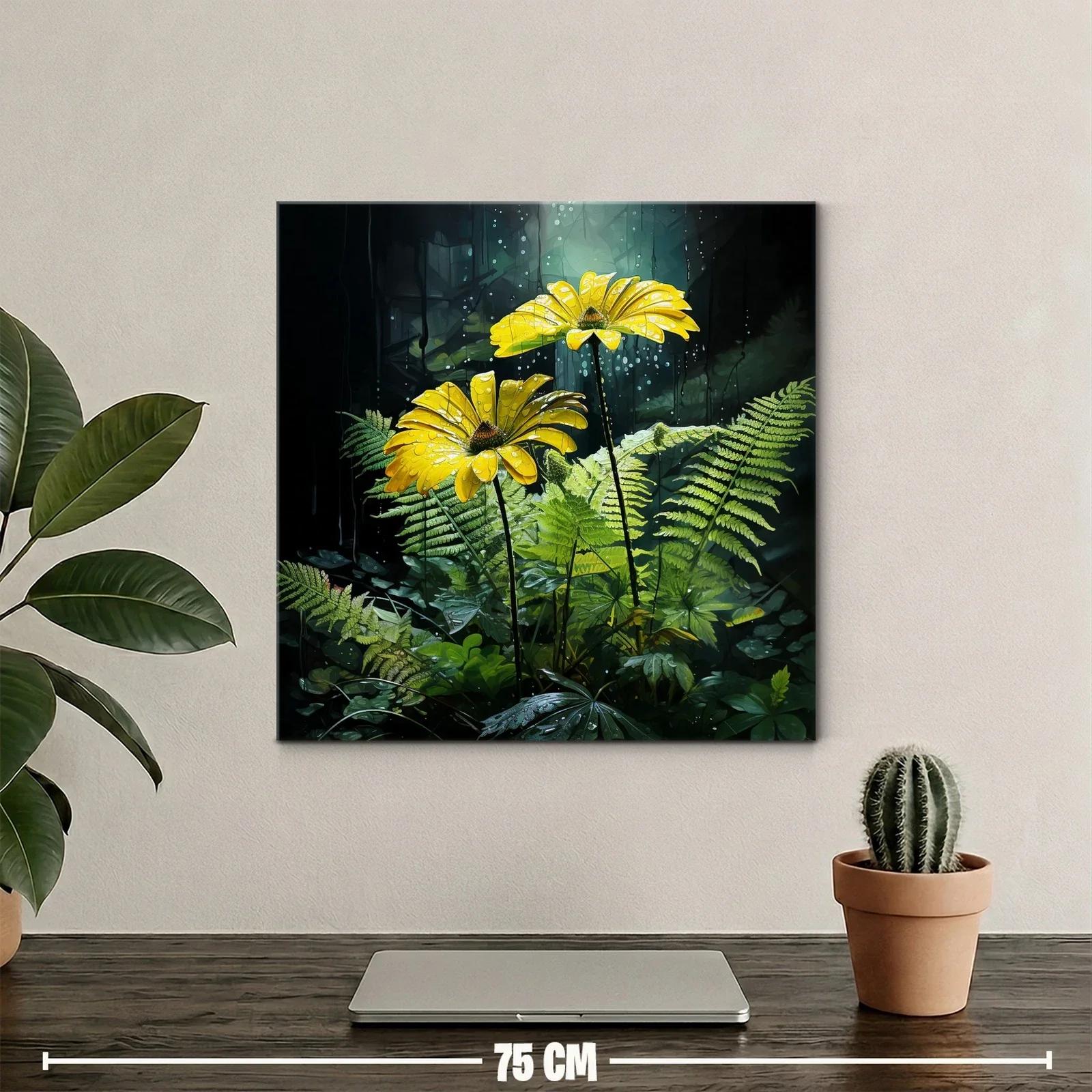 Flores Amarillas Luminosas entre Helechos Verdes — miniatura 2
