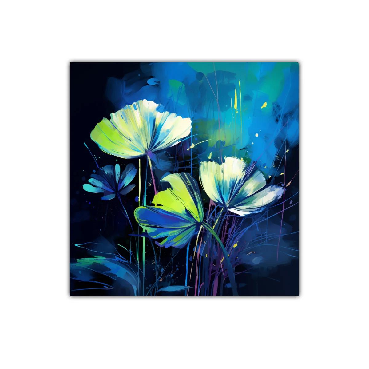 Flores luminosas en tonos azules y verdes vibrantes — imagen principal