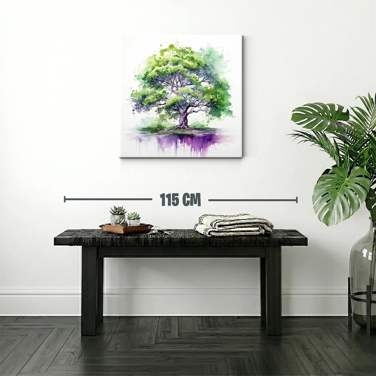 Árbol vibrante con reflejo en tonos verdes y púrpuras — miniatura 2
