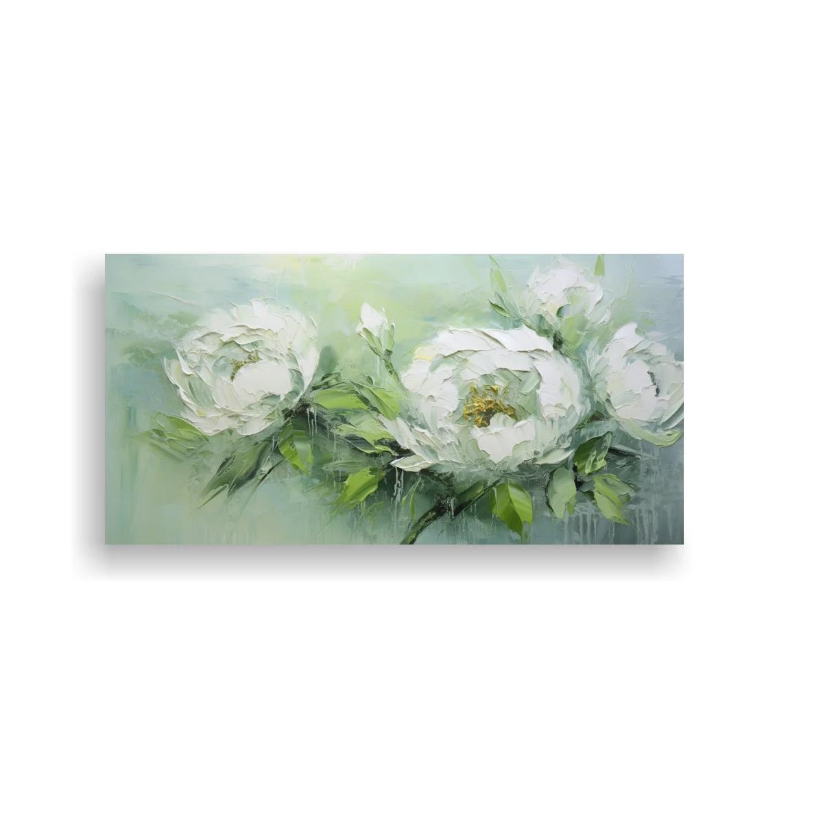 Cuadro peonías blancas con centros florales amarillentos