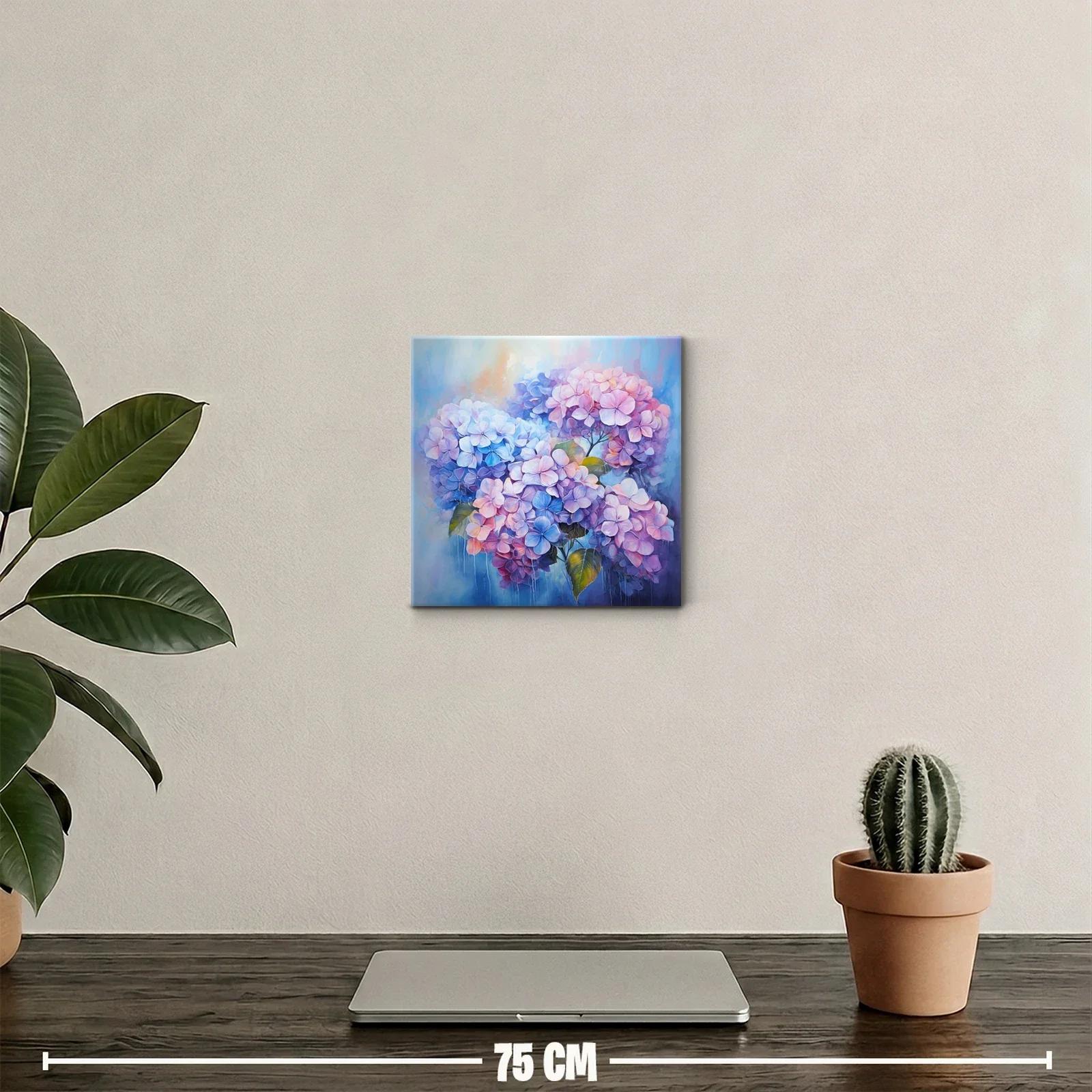 Cuadro decorativo de hortensias en tonos pastel vibrantes — miniatura 2