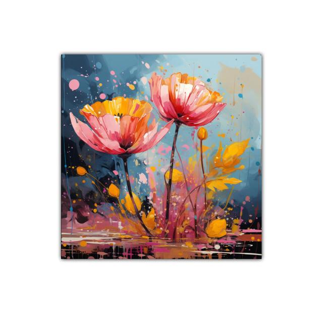Cuadro decorativo con flores vibrantes y colores intensos