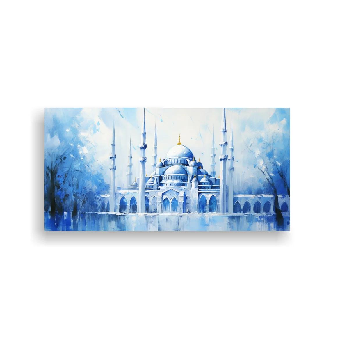 Cuadro mezquita con cúpula y minaretes y reflejo inferior — imagen principal