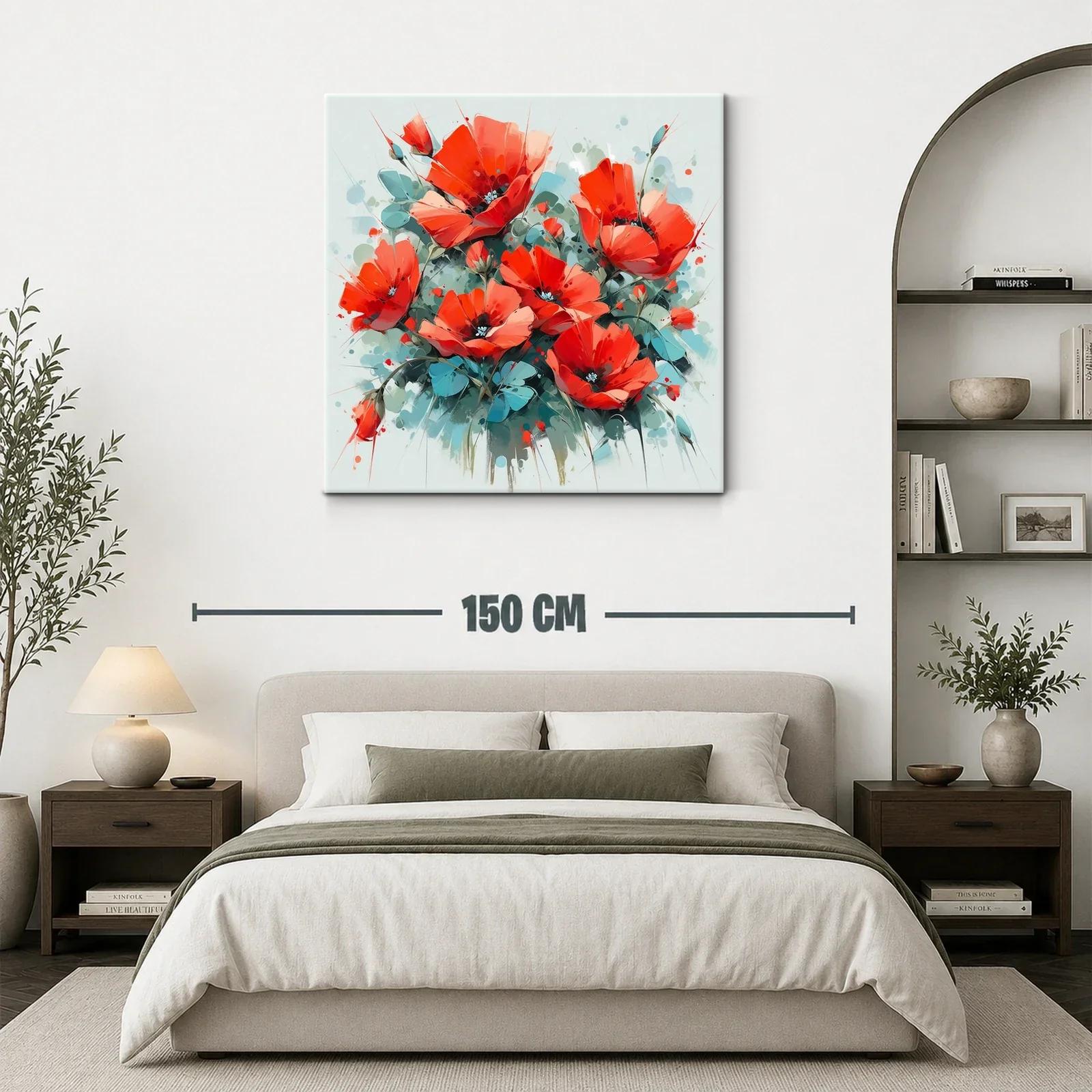 Vibrante obra floral con amapolas rojas luminosas — miniatura 3