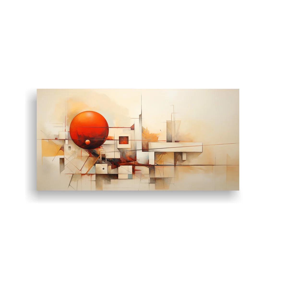 Cuadro esfera roja con bloques geométricos