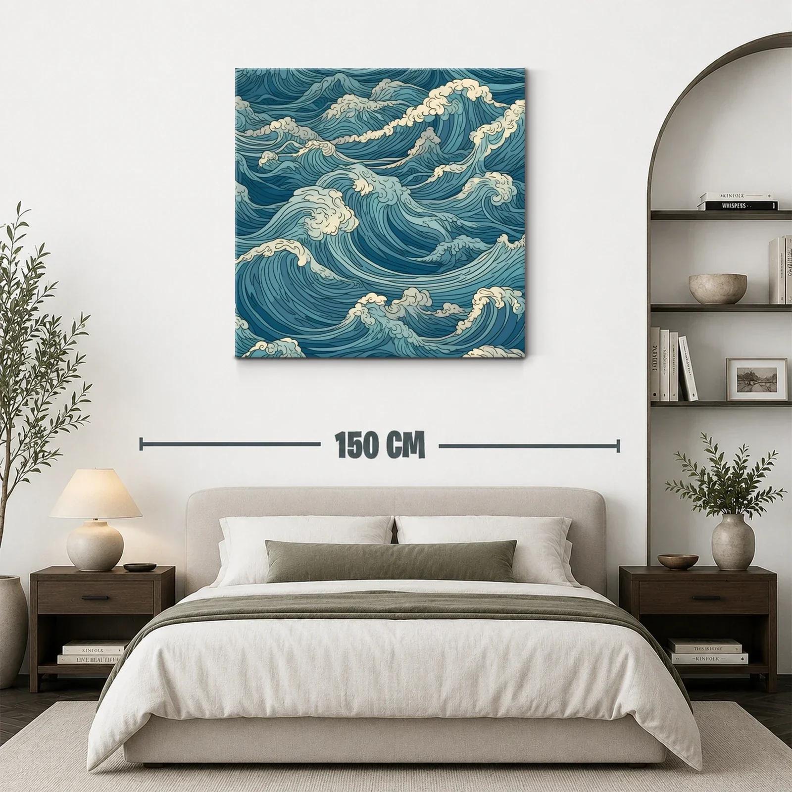 Cuadro de olas marinas en tonos azules y blancos — miniatura 3